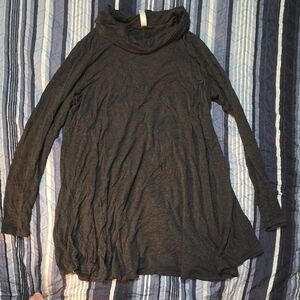 Women's Dark Charcoal Cowl Neck Tunic Sweater